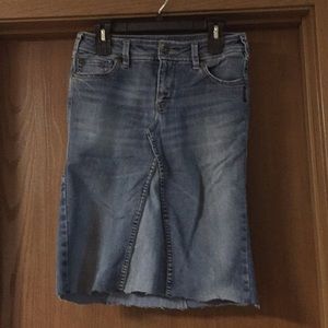 Silver Jean Skirt made from blue jeans waist 30